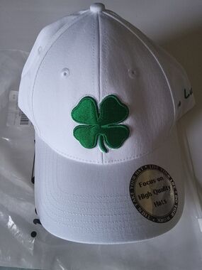 White Baseball Cap with Green Clover Patch